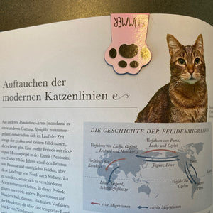 Buchzeichen mit Katzenpfote-Farbig