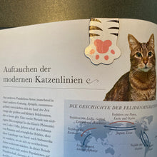Buchzeichen mit Katzenpfote-Motiv