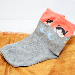 Lustige Socken mit Katzen-Motiv